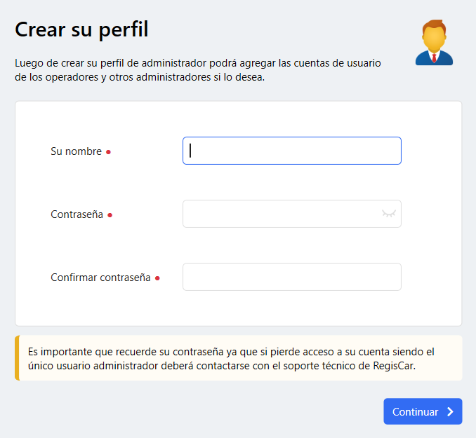 Creación de usuario administrador