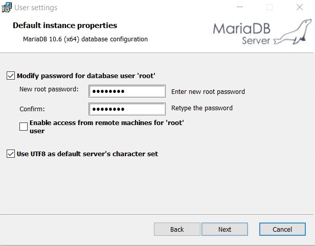Configuracion de MariaDB