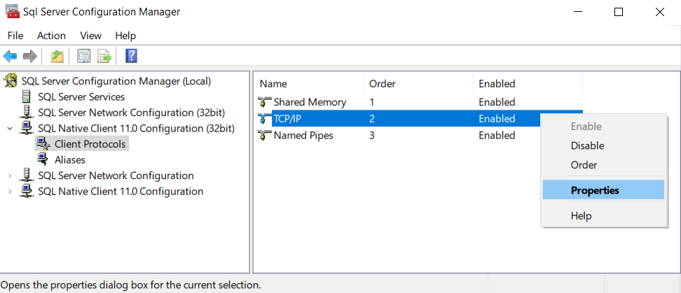 Pantalla de SQL Server Configuration Manager