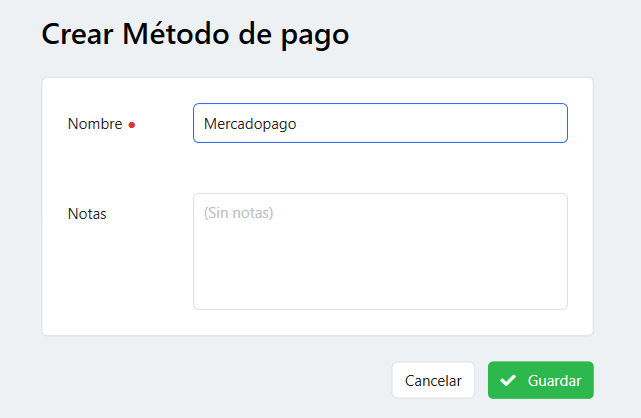 Agregar Método de Pago