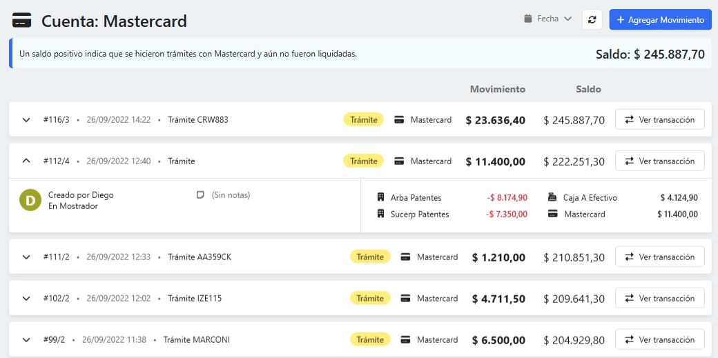 Ver cuenta de método de pago
