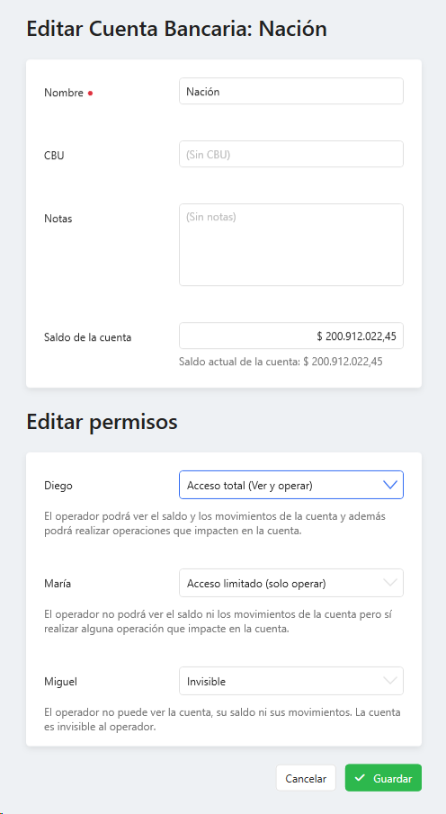 Ocultamiento de cuentas